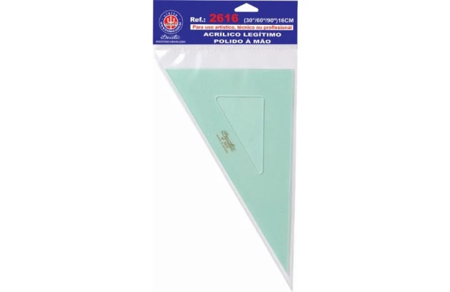 ESQUADRO ACRÍLICO 30° 60° 90° 16CM SEM ESCALA MODELO 2616 - TRIDENT