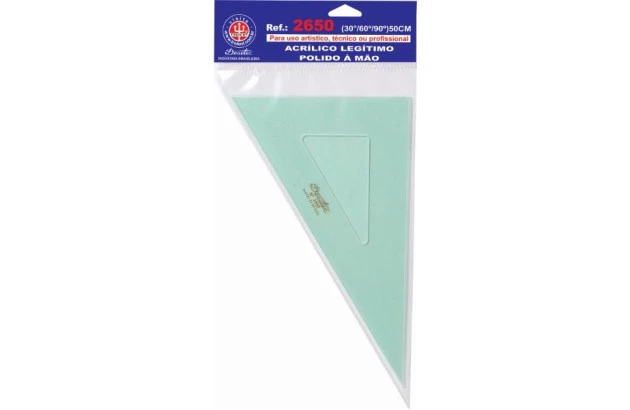 ESQUADRO ACRÍLICO 30° 60° 90° 50CM SEM ESCALA MODELO 2650 - TRIDENT