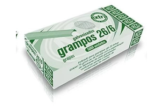 GRAMPOS PARA GRAMPEADOR 26/6 GALVANIZADOS COM 5000 UNIDADES | ACC