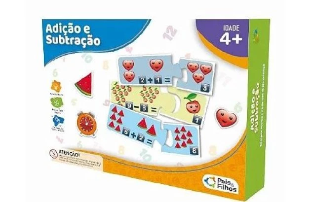BRINQUEDO EDUCATIVO ADIÇÃO E SUBTRAÇÃO | + 4 ANOS | 2 A 4 JOGADORES  | PAIS & FILHOS 1259