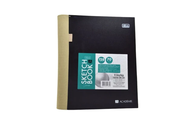 CADERNO SKETCHBOOK SENSE CAPA PLÁSTICA ESPIRAL 128G/M² 70 FLS ACADÉMIE - COM PORTA LÁPIS | TILIBRA