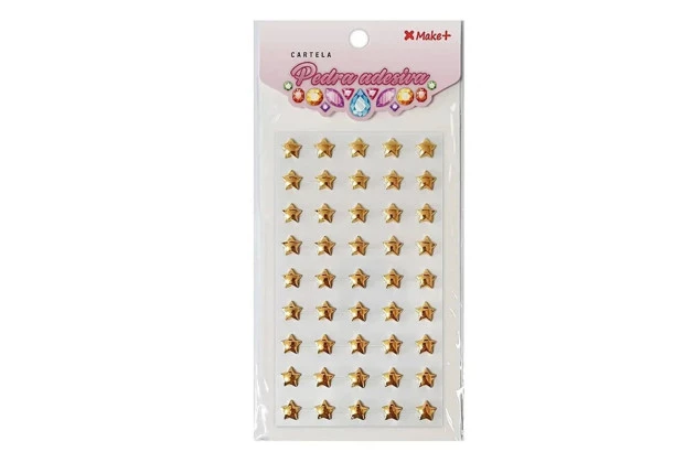 CARTELA DE ADESIVO 3D ESTRELINHA OUTO METALIZADO 10MM | MAKE+ REF 5379