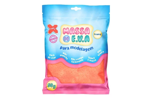 MASSA DE EVA LISA 50G SALMÃO FOAMY - PARA MODELAGEM | MAKE+ 13011