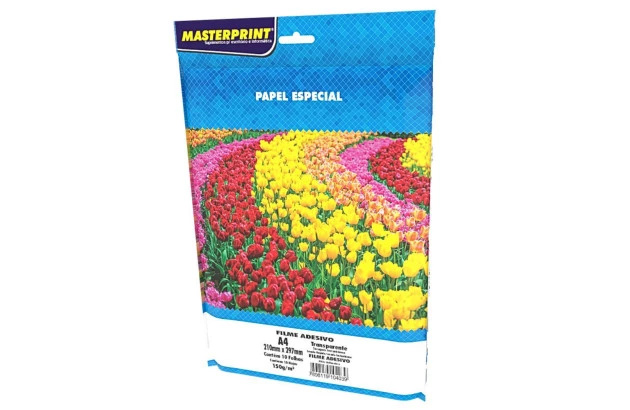 PAPEL ADESIVO VINIL TRANSPARENTE 150G/M² A4 10 FOLHAS FILME PROVA D'AGUA - IMPRESSÃO JATO DE TINTA |