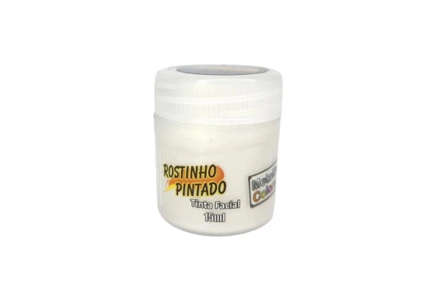 TINTA FACIAL LÍQUIDA METÁLICA 15ML BRANCO PERÓLA METALLIC COLORS  - ROSTINHO PINTADO 8001