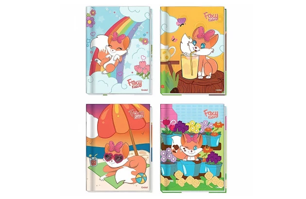 CADERNO QUADRICULADO 10X10MM CAPA DURA BROCHURA 40F FOXY KIDS 190X248MM | CREDEAL