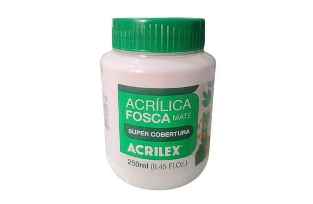 TINTA PVA FOSCA PARA ARTESANATO SUPER COBERTURA 250ML BRANCO 519 | ACRILEX 3225