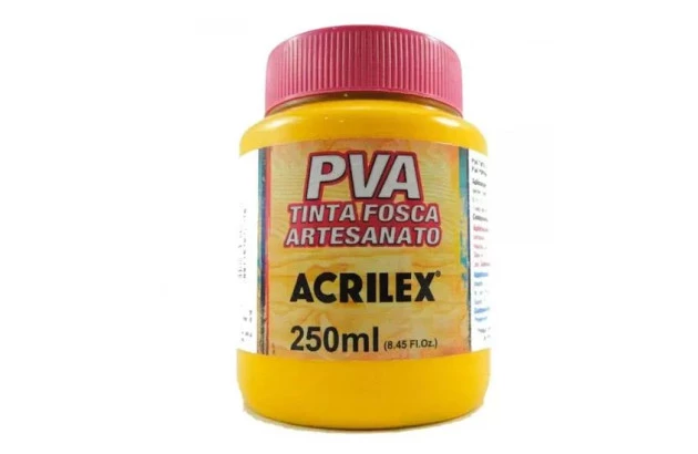 TINTA PVA FOSCA PARA ARTESANATO 250ML AMARELO OURO 505 - UNIDADE | ACRILEX 3225