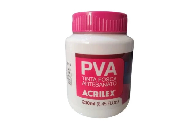 TINTA PVA FOSCA PARA ARTESANATO 250ML BRANCO 519 - UNIDADE | ACRILEX 3225