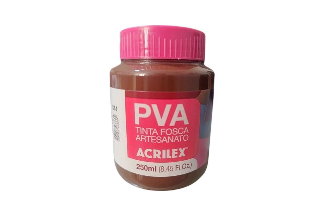 TINTA PVA FOSCA PARA ARTESANATO 250ML CHOCOLATE 814 - UNIDADE | ACRILEX 3225