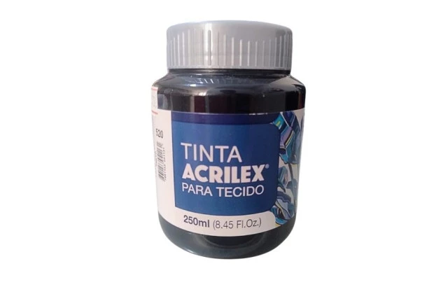 TINTA PARA TECIDO FOSCA 250ML PRETO 520 - UNIDADE | ACRILEX  4125