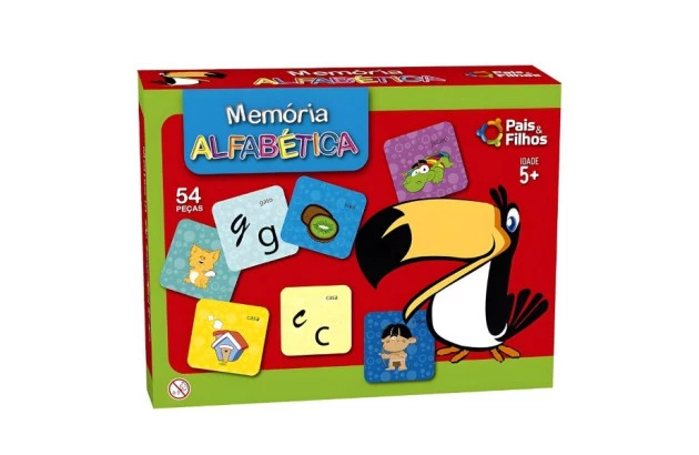 JOGO DE MEMÓRIA ALFABETICA 54 PEÇAS ACIMA DE 5 ANOS PAIS & FILHOS REF 2814