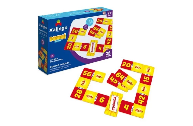 BRINQUEDO EDUCATIVO DOMINÓ TABUADA + 7 ANOS | XALINGO