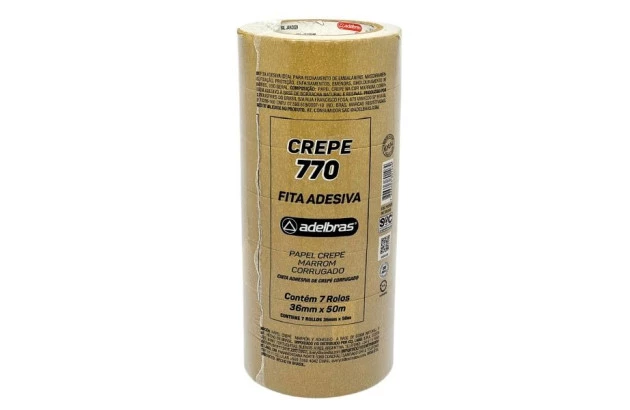 FITA ADESIVA PAPEL CREPE KRAFT 770 36MM X 50M - UNIDADE | ADELBRAS