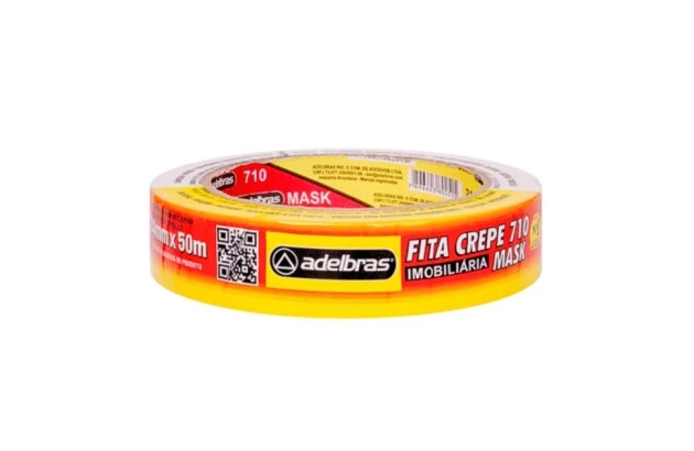 FITA ADESIVA CREPE DE PAPEL BRANCA 18MM X 50M - MASK 710 USO GERAL | ADELBRAS