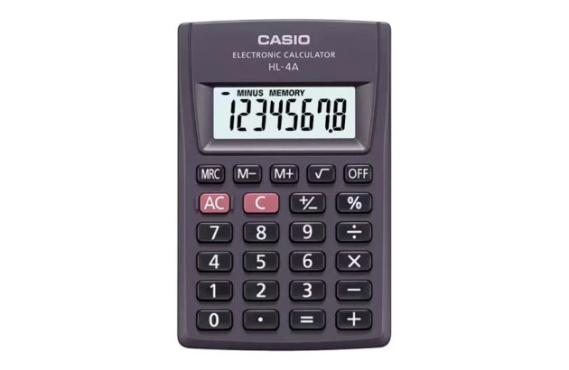 CALCULADORA DE BOLSO CASIO 8 DÍGITOS HL-A4 PRETA