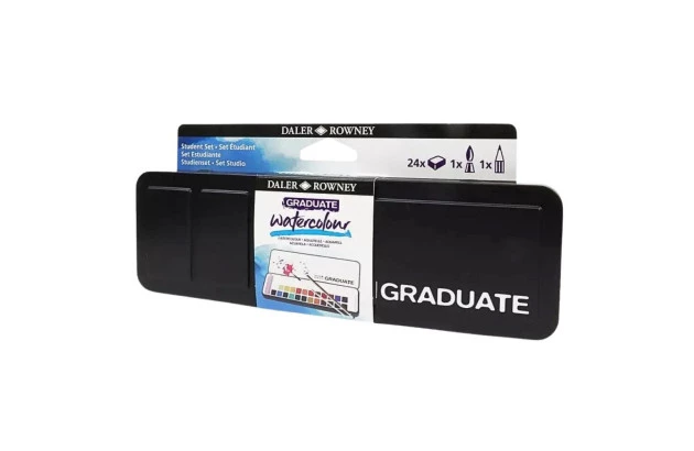 AQUARELA GRADUATE WATERCOLOR 24 CORES EM PASTILHA | ESTOJO METÁLICO | DALER ROWNEY