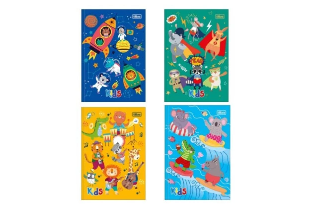 CADERNO 1/4 CAPA DURA COSTURADO 48F KIDS MASCULINO 140X200MM SORTIDO - UNIDADE | TILIBRA