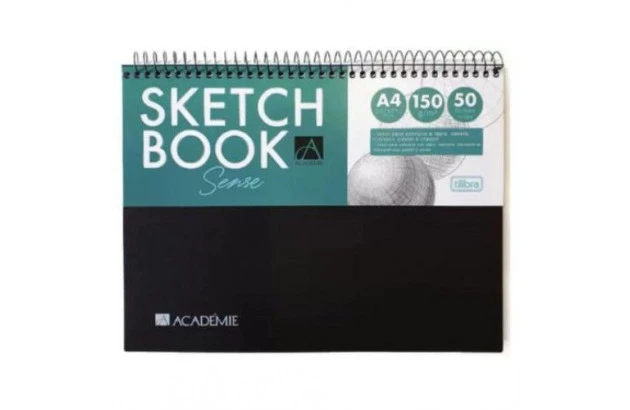 CADERNO SKETCHBOOK ESPIRAL ALTO A4 150G/M² 50 FLS ACADÉMIE CAPA PLÁSTICA CPP | TILIBRA