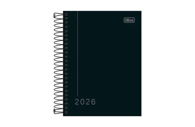 AGENDA ESPIRAL CAPA DURA M4 PEPPER PRETA 2026 TILIBRA