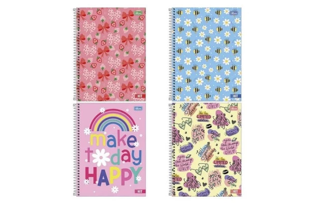 CADERNO ESPIRAL CAPA DURA UNIVERSITÁRIO 1 MATÉRIA  80F HIT FEMININO SORTIDO TILIBRA