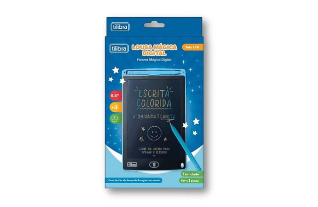 LOUSA MÁGICA DIGITAL TELA LCD 8.5 POLEGADAS ESCRITA COLORIDA TILIBRA