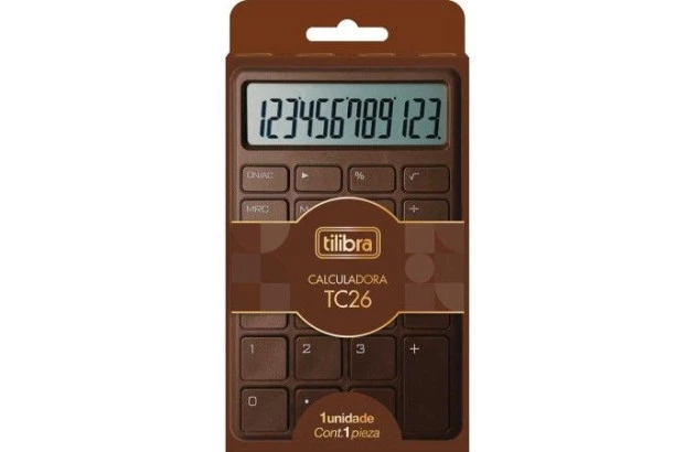 CALCULADORA TC26 CHOCOLATE 12 DIGITOS TILIBRA