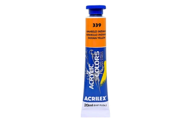 TINTA ACRÍLICA PARA TELA ACRYLIC COLORS 20ML AMARELO INDIANO 339 - UNIDADE | ACRILEX 13123