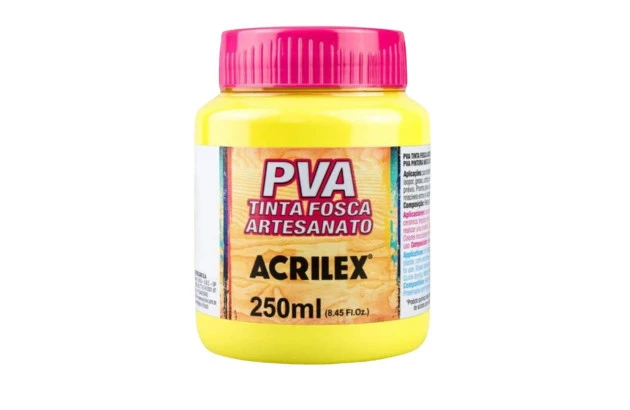 TINTA PVA FOSCA PARA ARTESANATO 250ML AMARELO LIMÃO 504 - UNIDADE | ACRILEX 3225
