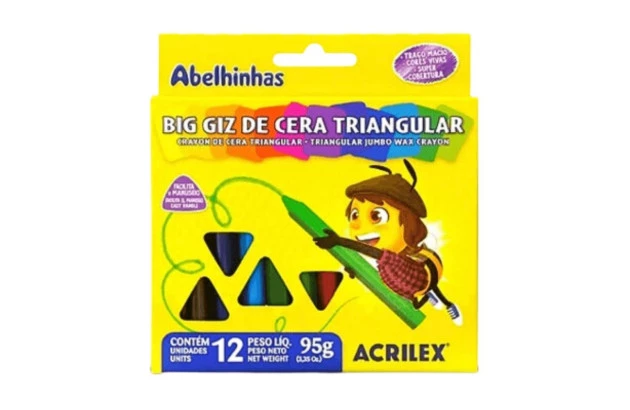 BIG GIZ DE CERA 12 CORES TRIANGULAR JUMBO 95G ACRILEX 9312