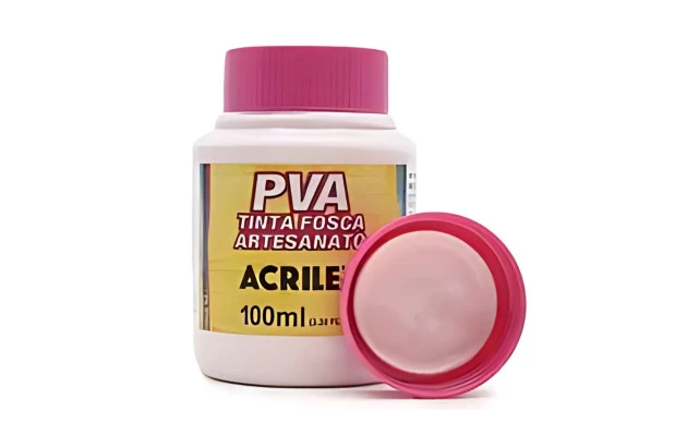 TINTA PVA FOSCA PARA ARTESANATO 100ML ROSA BÊBE 813 -  UNIDADE | ACRILEX 3210