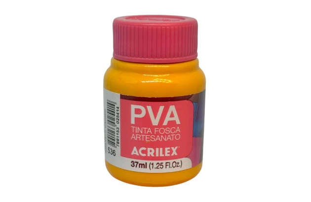 TINTA PVA FOSCA PARA ARTESANATO 37ML AMARELO CÁDMIO 536 - UNIDADE | ACRILEX 3240