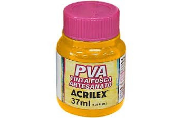 TINTA PVA FOSCA PARA ARTESANATO 37ML AMARELO GEMA 833 - UNIDADE | ACRILEX 3240