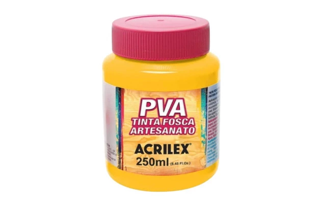 TINTA PVA FOSCA PARA ARTESANATO 250ML AMARELO OURO 505 - UNIDADE | ACRILEX 3225