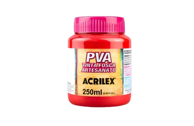 TINTA PVA FOSCA PARA ARTESANATO 250ML VERMELHO VIVO 541 – UNIDADE | ACRILEX 3225