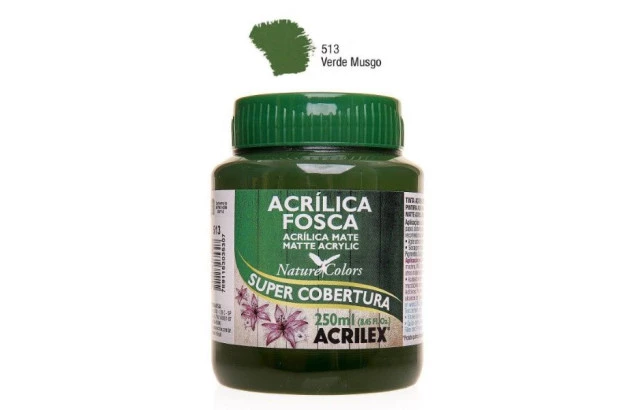 TINTA ACRILICA FOSCA ARTESANATO 250ML VERDE MUSGO 513 – UNIDADE | ACRILEX 3525