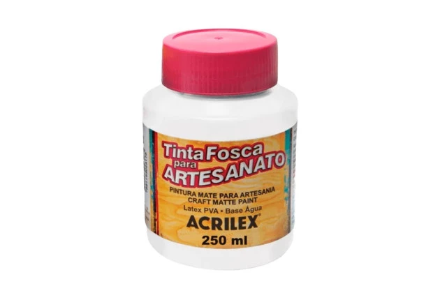 TINTA PVA FOSCA PARA ARTESANATO 250ML BRANCO 519 - UNIDADE | ACRILEX 3225