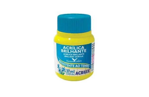 TINTA ACRILICA BRILHANTE ARTESANATO 37ML AMARELO LIMÃO 504 - UNIDADE | ACRILEX 3340