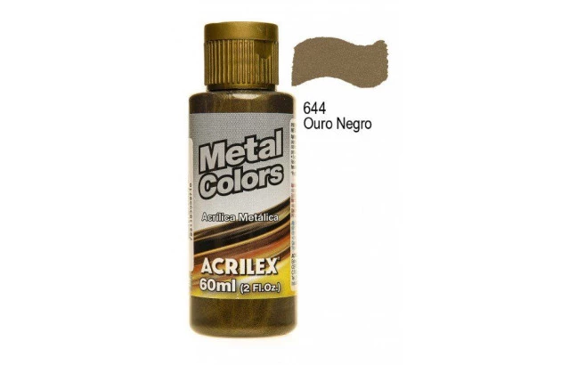 TINTA ACRILICA METAL COLORS ARTESANATO 60ML OURO NEGRO 644 – UNIDADE | ACRILEX 3660