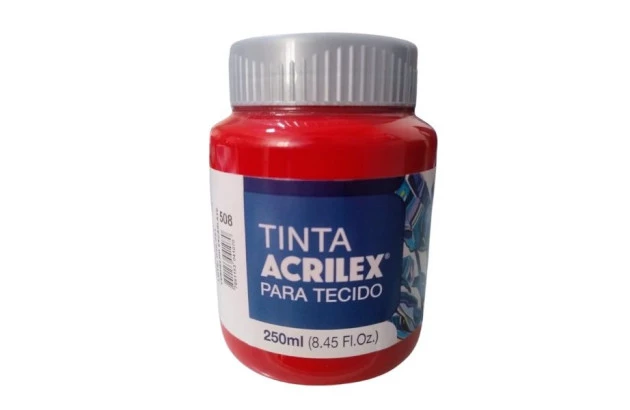 TINTA PARA TECIDO FOSCA 250ML VERMELHO ESCARLETE 508 - UNIDADE | ACRILEX 4125