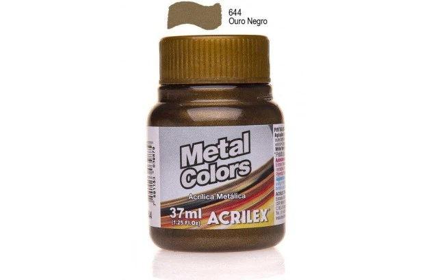 TINTA ACRILICA METAL COLORS ARTESANATO 37ML OURO NEGRO 644– UNIDADE | ACRILEX 3640