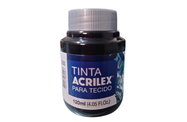 TINTA PARA TECIDO FOSCA 120ML PRETO 520 - UNIDADE | ACRILEX 4112