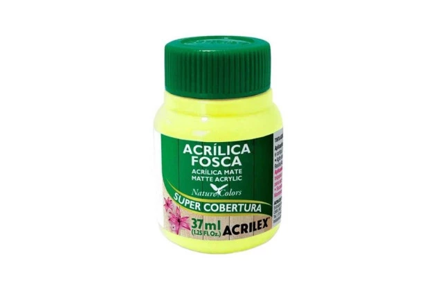 TINTA ACRÍLICA FOSCA 37ML AMARELO LIMÃO 504 MATE - SUPER COBERTURA | ACRILEX 3540