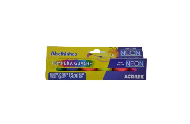 TINTA GUACHE NEON  6 CORES 15ML CADA 1006 ACRILEX