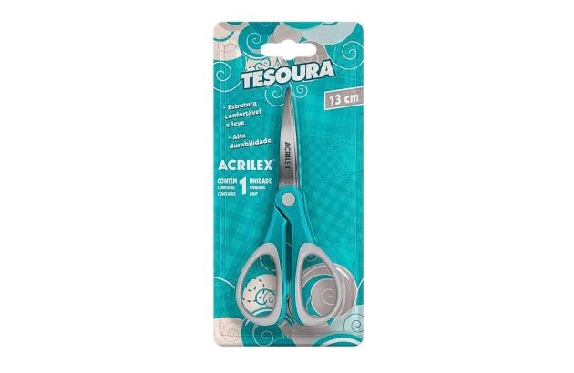 TESOURA MULTIUSO 13CM FORMATO ANATÔMICO ACRILEX 22555