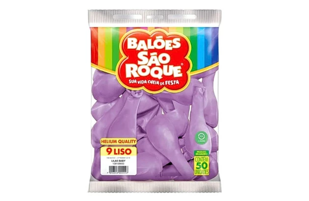 BALÃO LISO 9 POLEGADAS LILÁS BABY HELIUM QUALITY 50 UNDS SÃO ROQUE