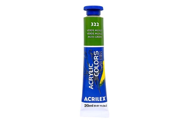 TINTA ACRÍLICA PARA TELA ACRYLIC COLORS 20ML VERDE MUSGO 322 - UNIDADE | ACRILEX 13123