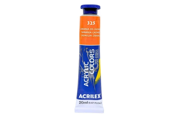 TINTA ACRÍLICA PARA TELA ACRYLIC COLORS 20ML LARANJA DE CÁDMIO 325 - UNIDADE | ACRILEX 13123