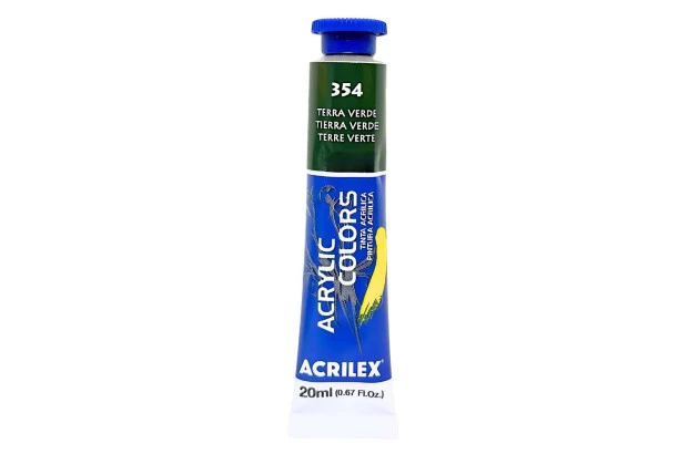 TINTA ACRÍLICA PARA TELA ACRYLIC COLORS 20ML TERRA VERDE 354 - UNIDADE | ACRILEX 13123
