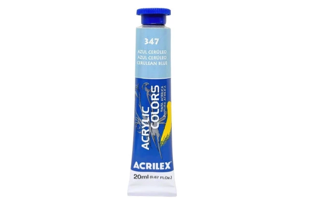 TINTA ACRÍLICA PARA TELA ACRYLIC COLORS 20ML AZUL CERÚLEO 347 - UNIDADE | ACRILEX 13123